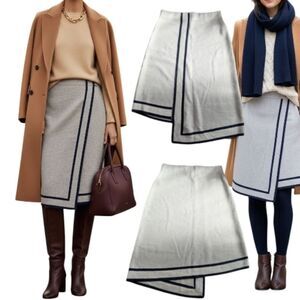 Nwot Jcrew Collection wool blend knit Contrast trim assymetrical sweater skirt S